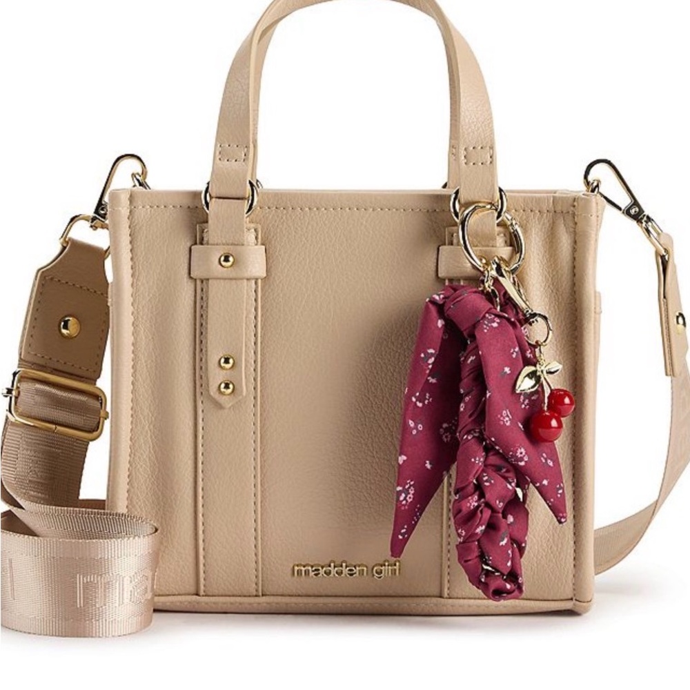 ❤️NEW LISTING NWT Madden Girl Mini Tote Cream Satchel with Gold Accents